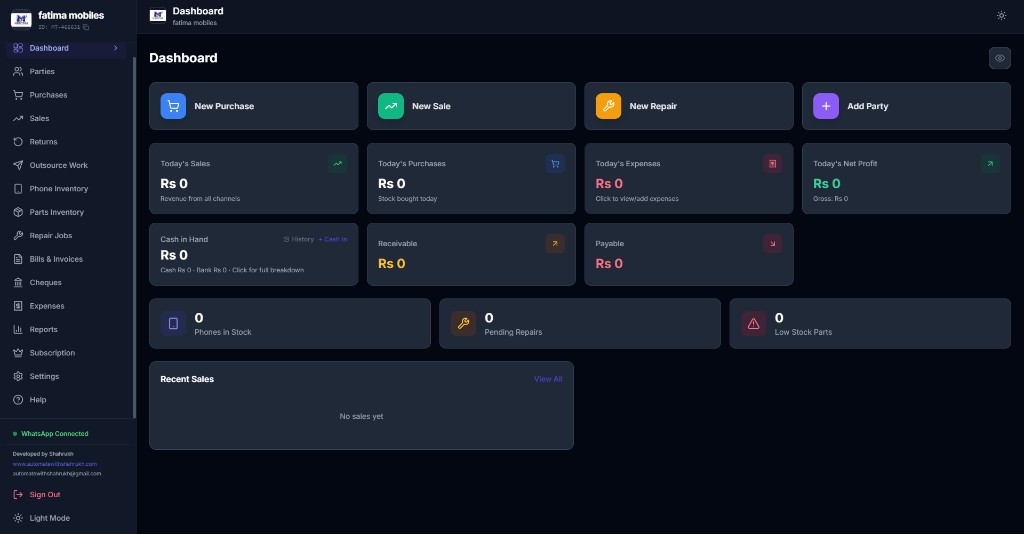 Mobitrak dark dashboard